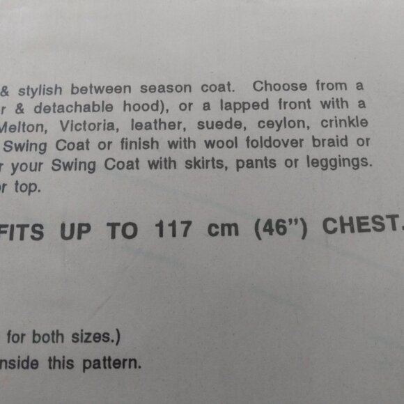 Vintage Swing Coat Sewing Pattern Retro 90s MacPhee Workshop - Picture 16 of 16